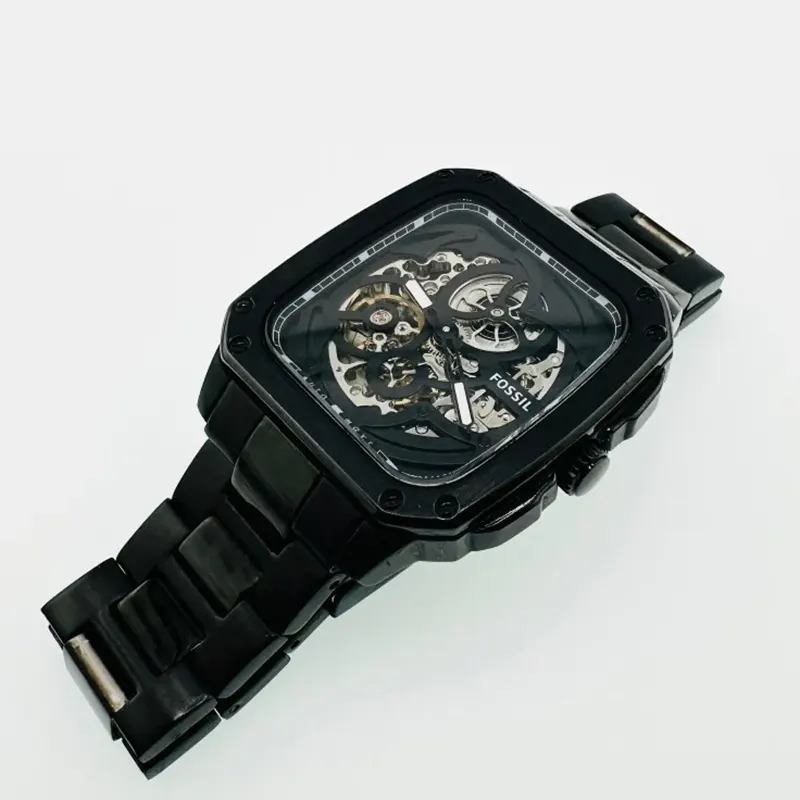 Fossil Inscription Skeleton Black Smoke Dial Men's Watch- BQ2574